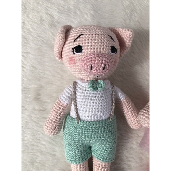 2 Piggy doll Couple, Handmade Dolls, Peggy’s Crochet, Baby Crochet Plush Toy - Picture 12 of 16